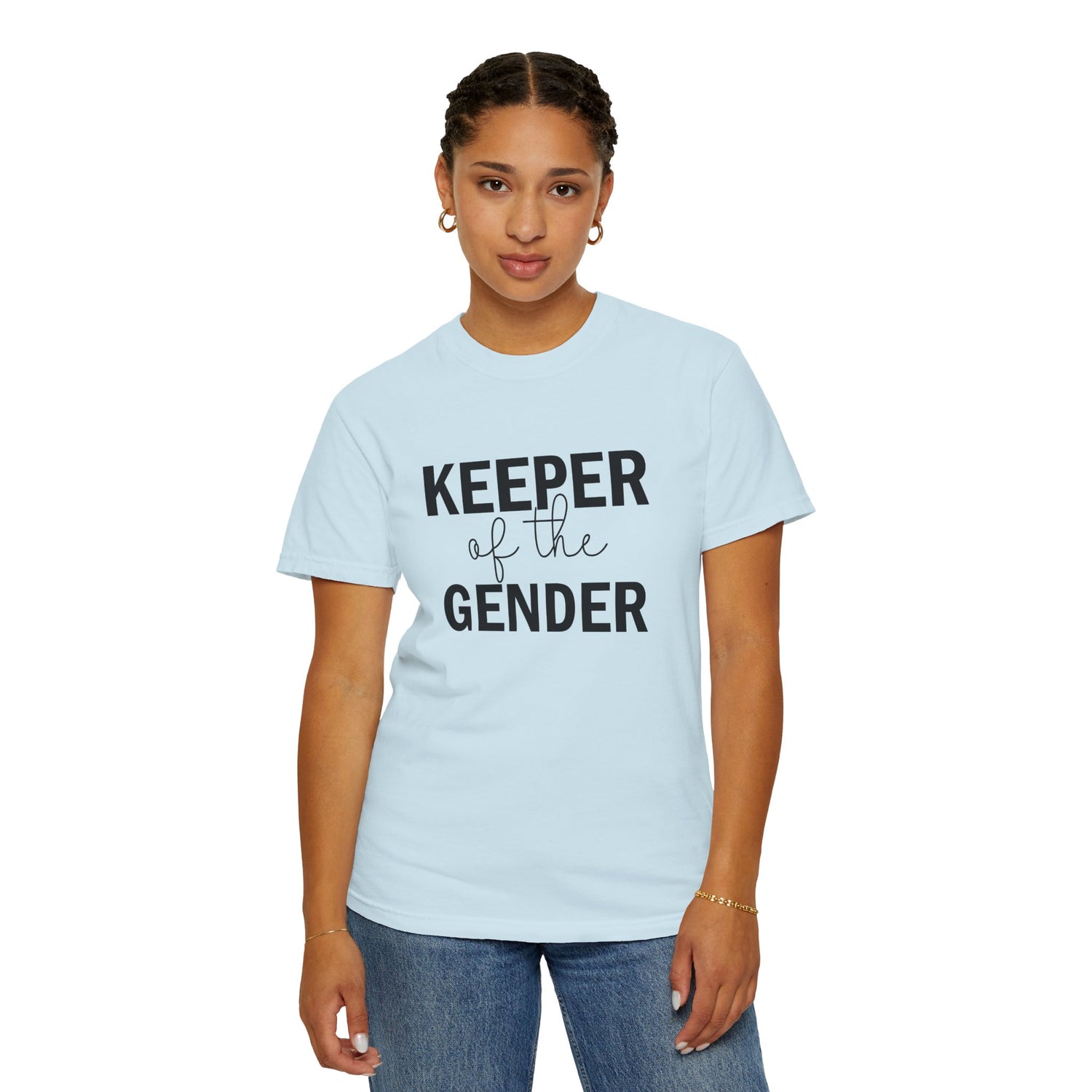 Unisex Garment-Dyed T-Shirt with 'Keeper of the Gender' Print | Funny New Baby Shirt, Casual Wear, Gender Reveal