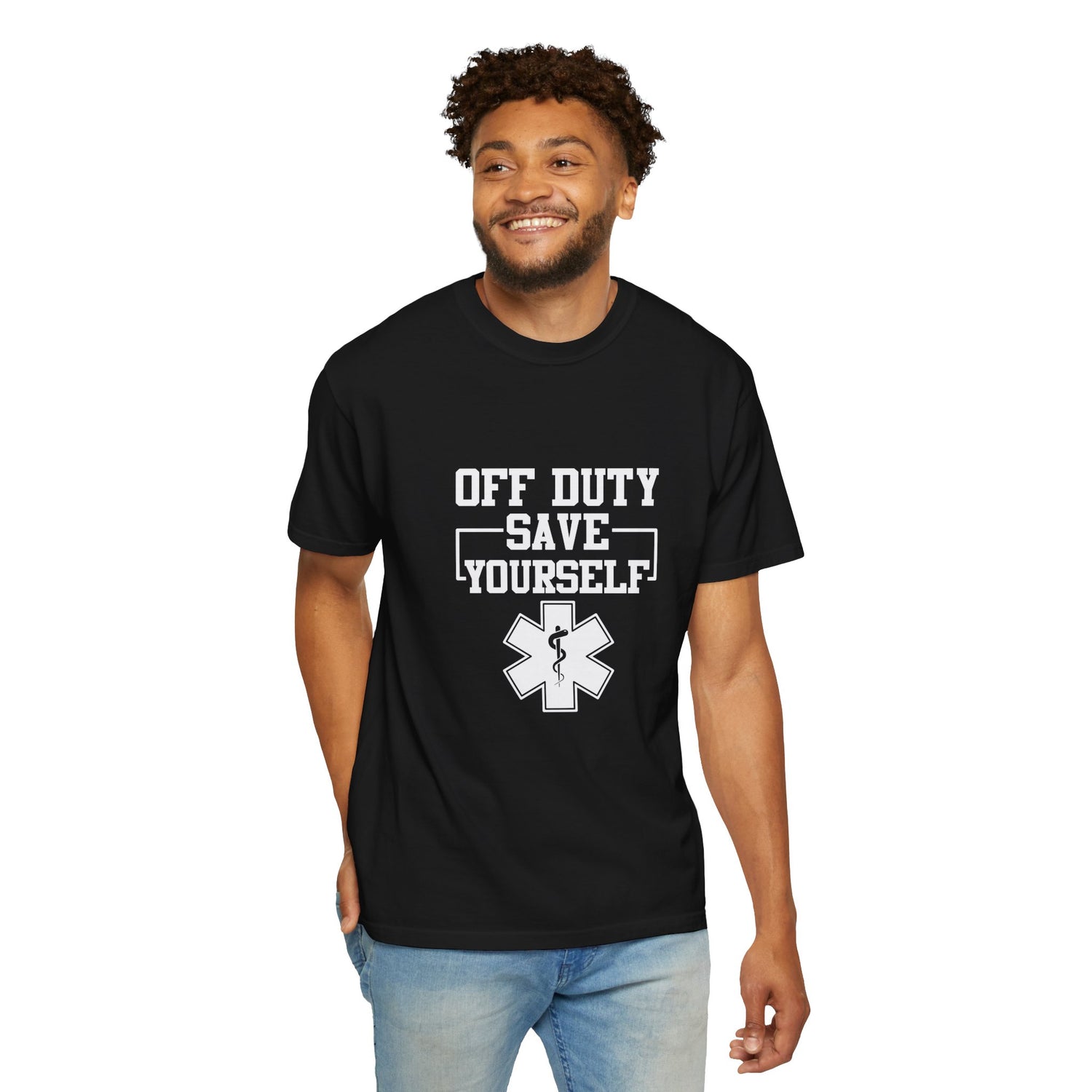 Unisex Off Duty T-Shirt, EMS Gift, First Responder Tee, Paramedic Humor Shirt, Casual Wear, Emergency Services Apparel