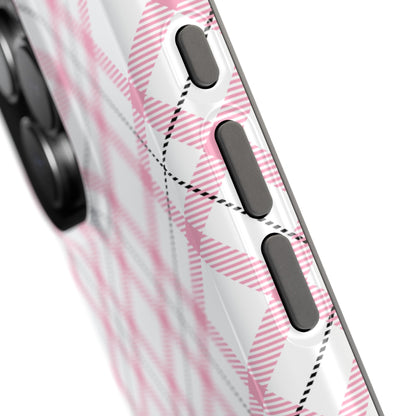 Impact-Resistant Phone Case - Pink Black Plaid