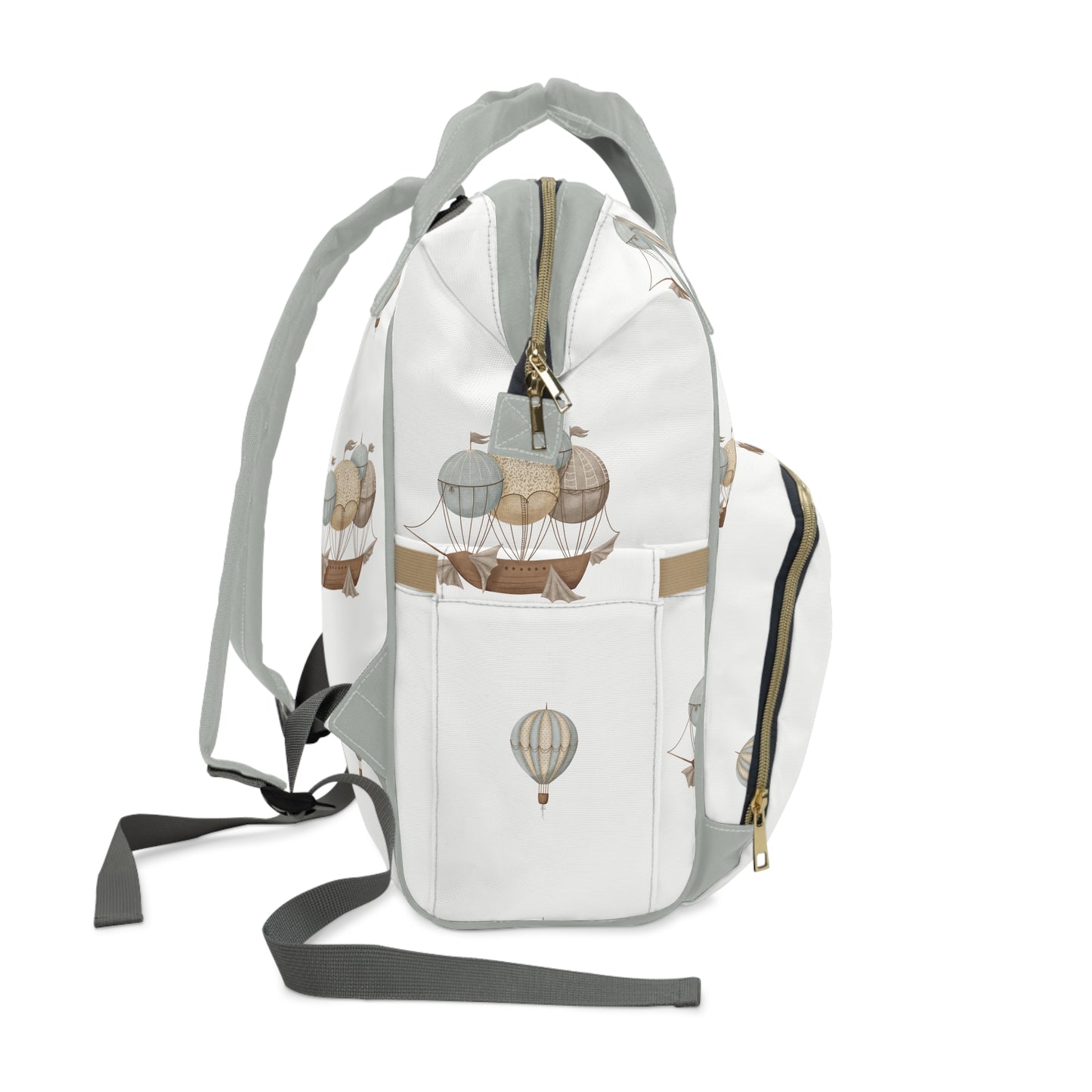 Classic Watercolor Balloon Ships Neutral Multifunctional Diaper Backpack