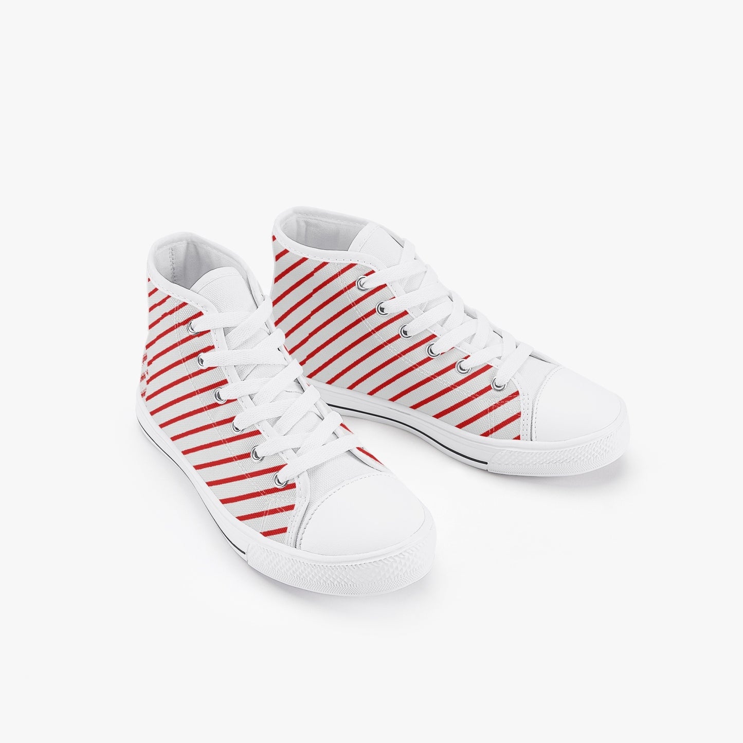 Unisex Candy Cane Stripes  Kid’s High-Top Canvas Shoes