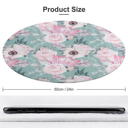 Round Plush Bath Mat- Boho Floral Fun