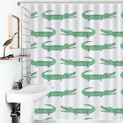 Lightweight Shower Curtain- Preppy Crocodiles