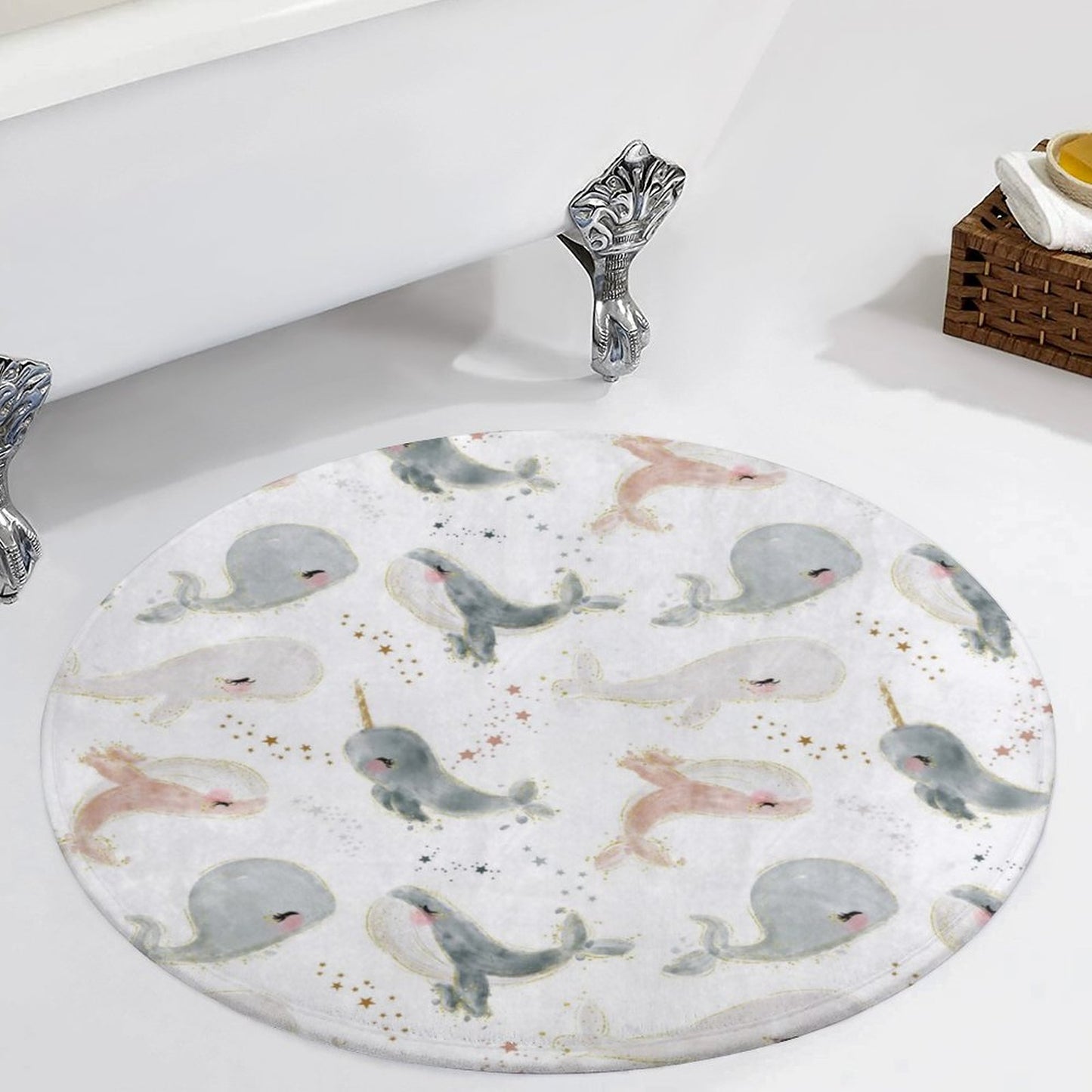 Round Coral Velvet Warm Floor Mat/Rug Watercolor Beach Baby Whales White
FREE SHIPPING