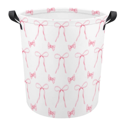 Collapsible Laundry Hamper- Coquette Pink Bows