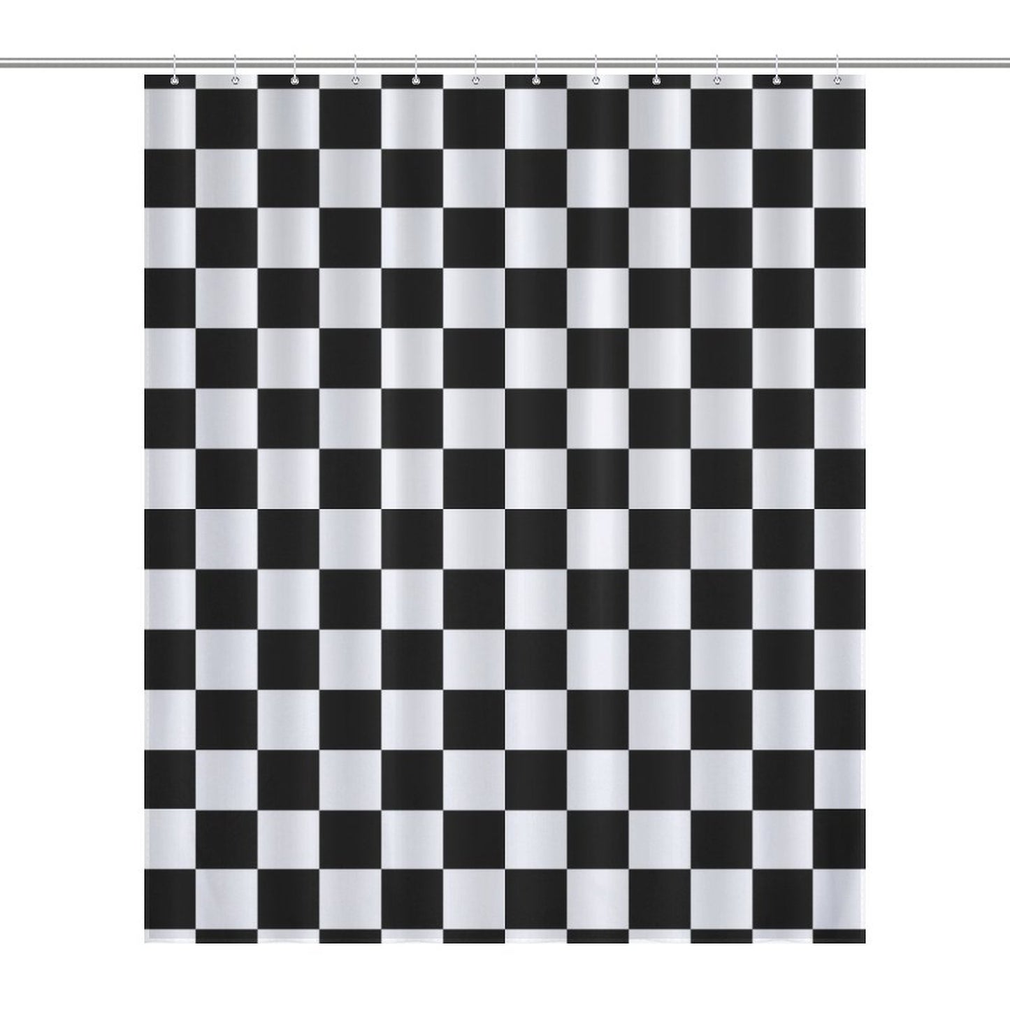 Lightweight Shower Curtain- Black and White Checkerboard