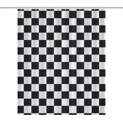 Lightweight Shower Curtain- Black and White Checkerboard