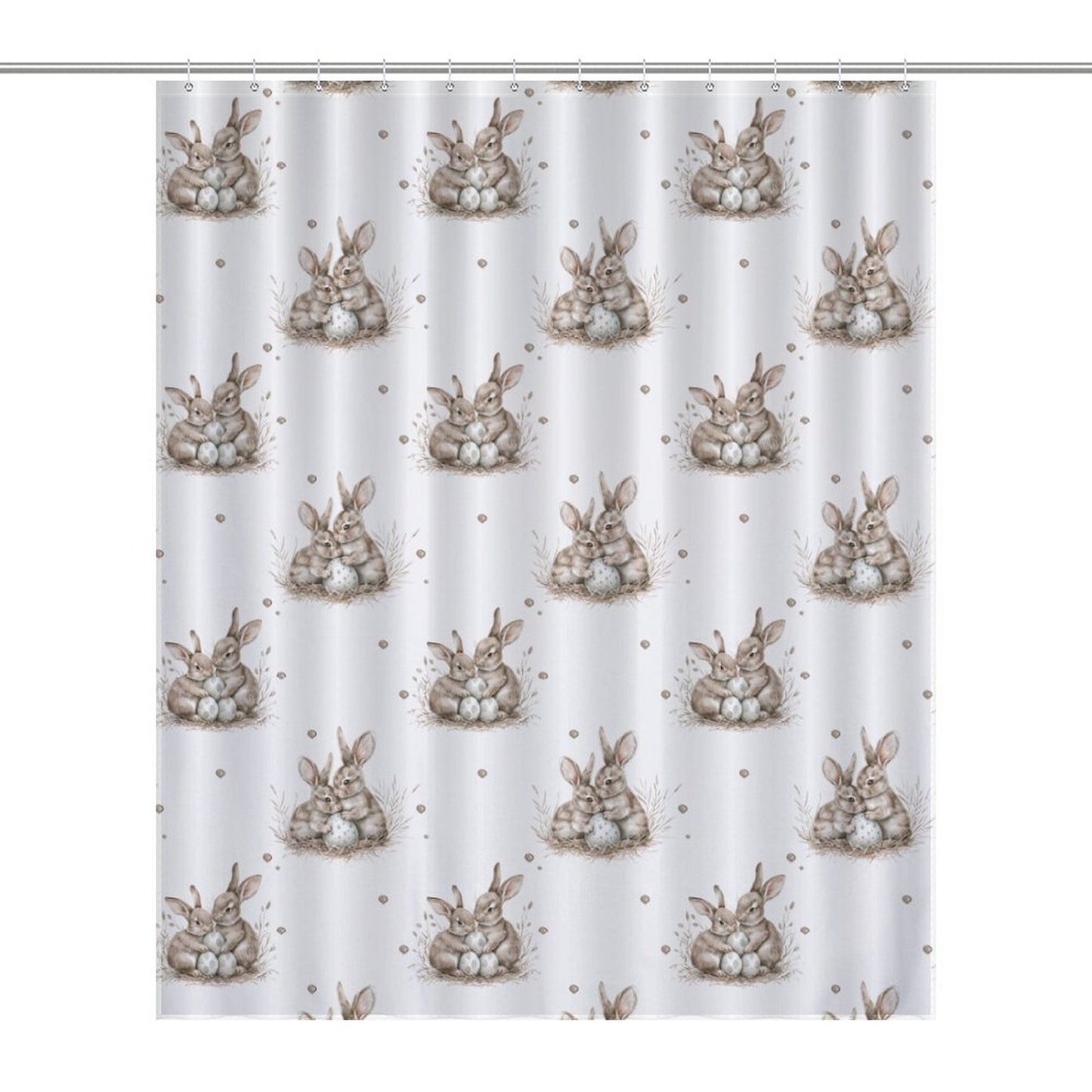 Lightweight Shower Curtain-Watercolor Bunny Eggs