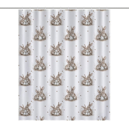 Lightweight Shower Curtain-Watercolor Bunny Eggs