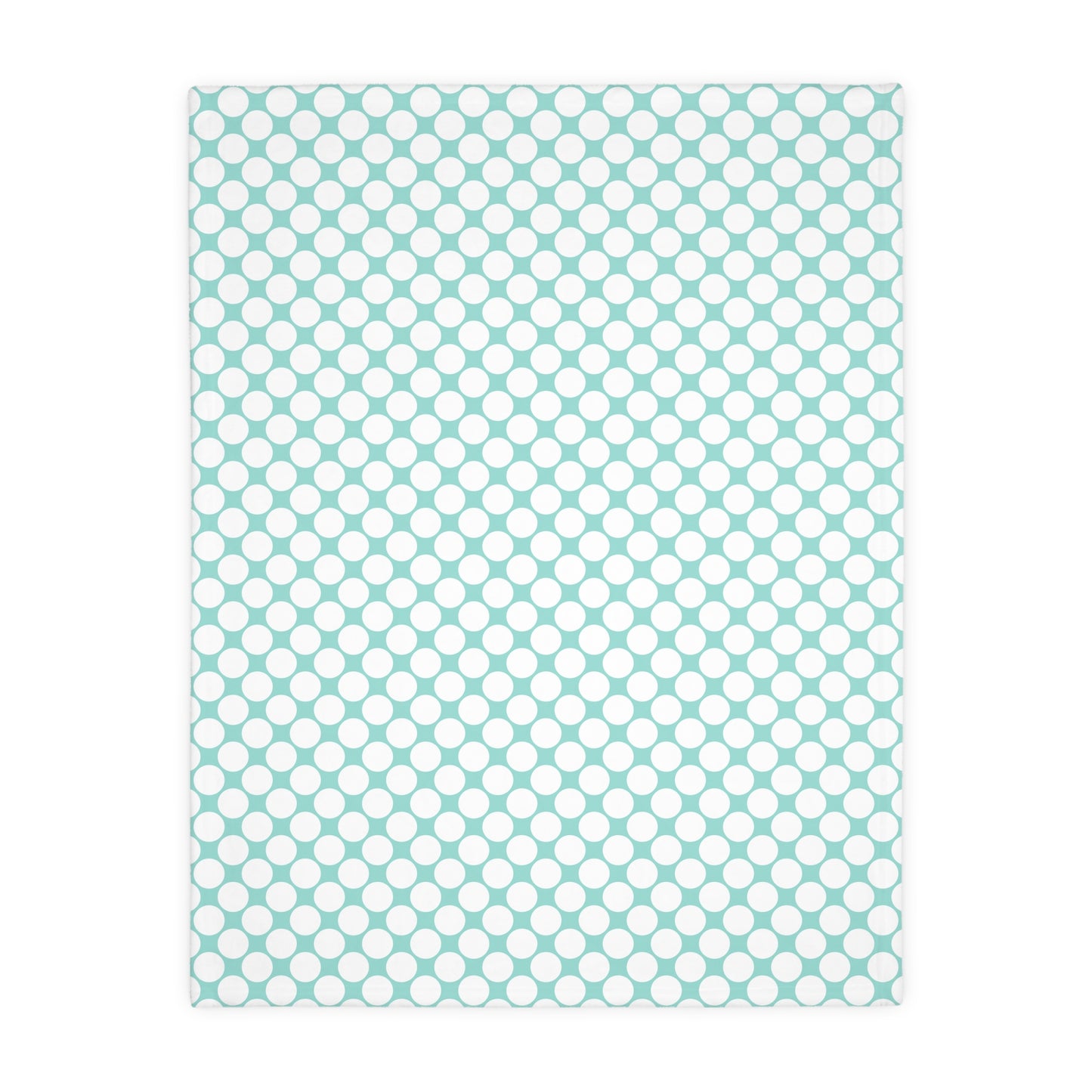 Velveteen Microfiber Two-sided Polished Polka Dots Aqua White