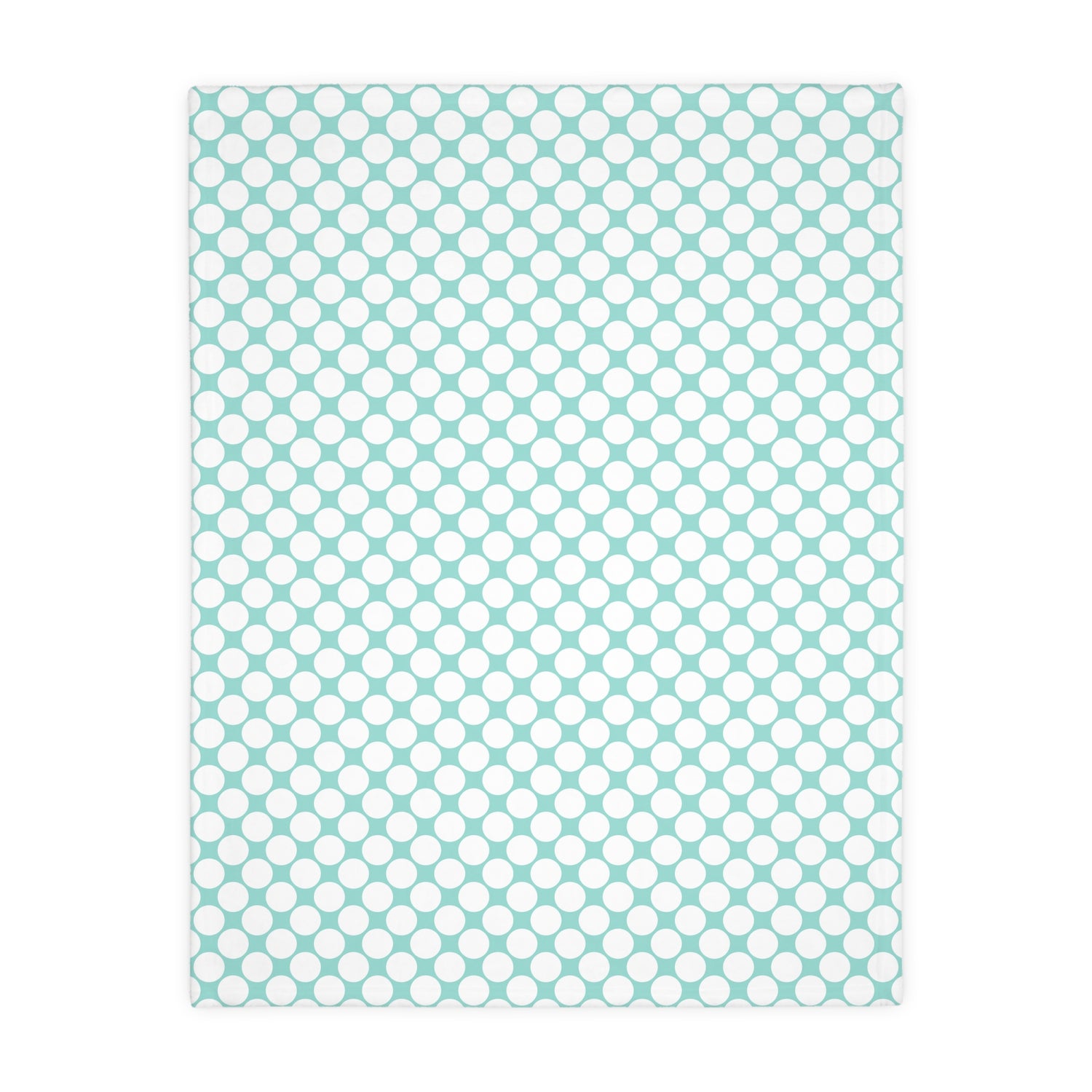 Velveteen Microfiber Two-sided Polished Polka Dots Aqua White