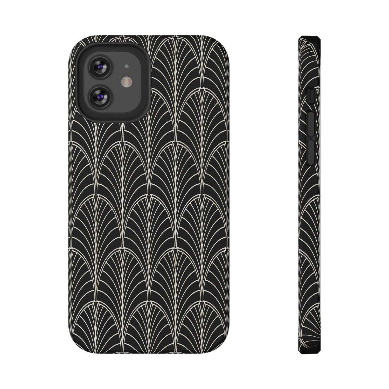 Impact-Resistant Phone Case- Art Deco Black Beige