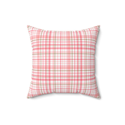 Spun Polyester Square Pillow with Removable Cover Hedgehog Playdate Plaid Polka Dots