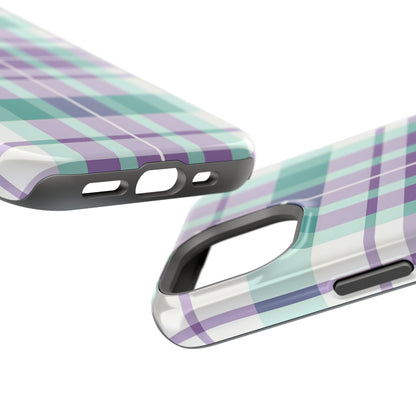 Impact-Resistant Phone Case - Spring Plaid Purple