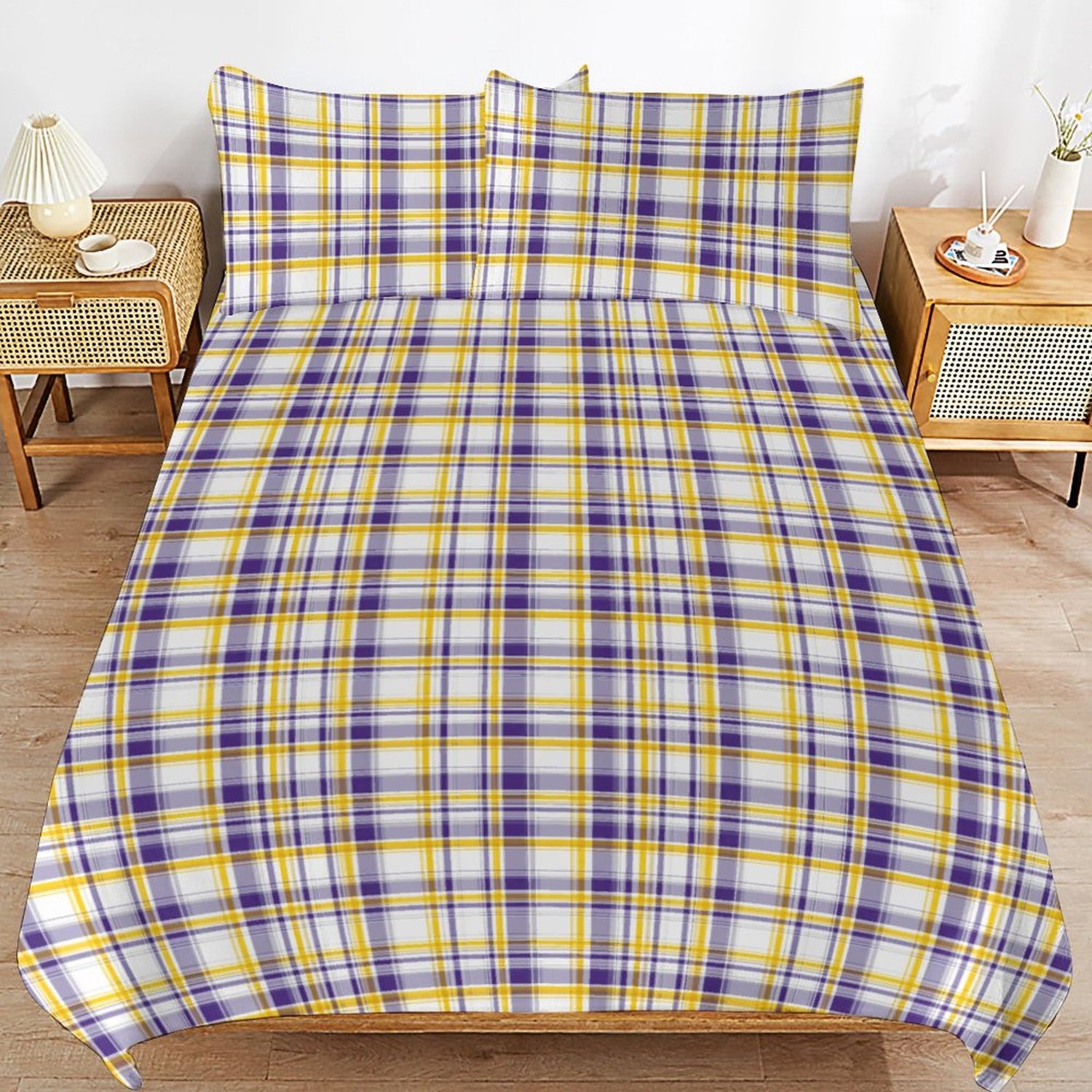 Tiger Plaid 3-Piece Reversible Duvet Cover & Pillow Sham Set – Twin