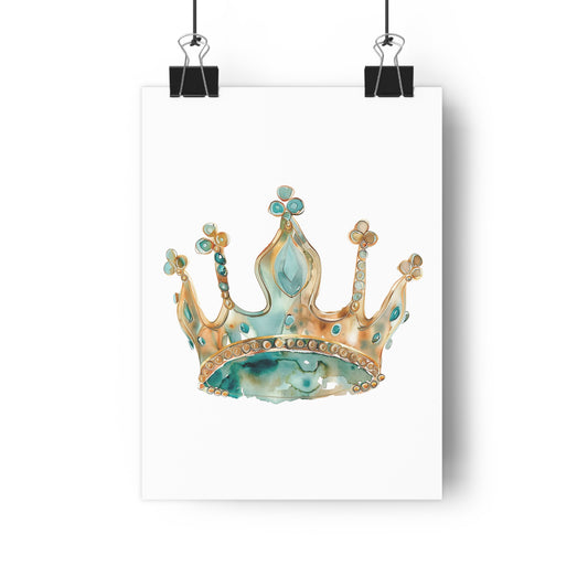 Giclée Art Print Watercolor Teal Princess Crown 1