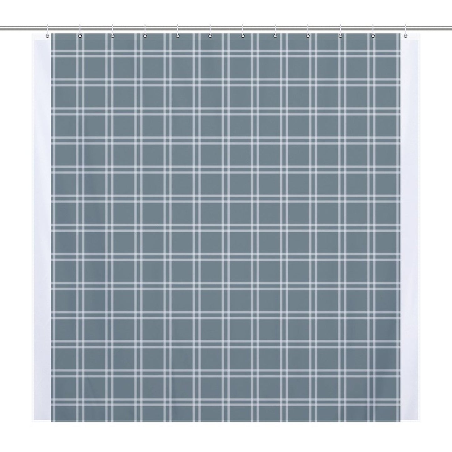 Lightweight Shower Curtain- Blue Check Stripes