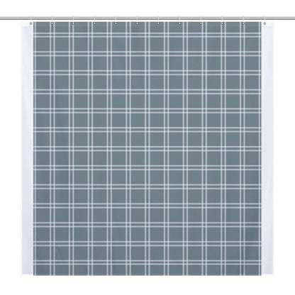 Lightweight Shower Curtain- Blue Check Stripes