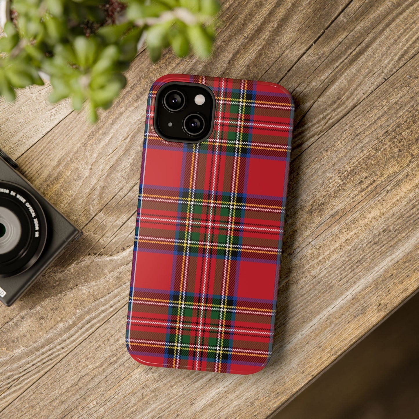 Impact-Resistant Phone Case-Holiday Tartan Plaid Red