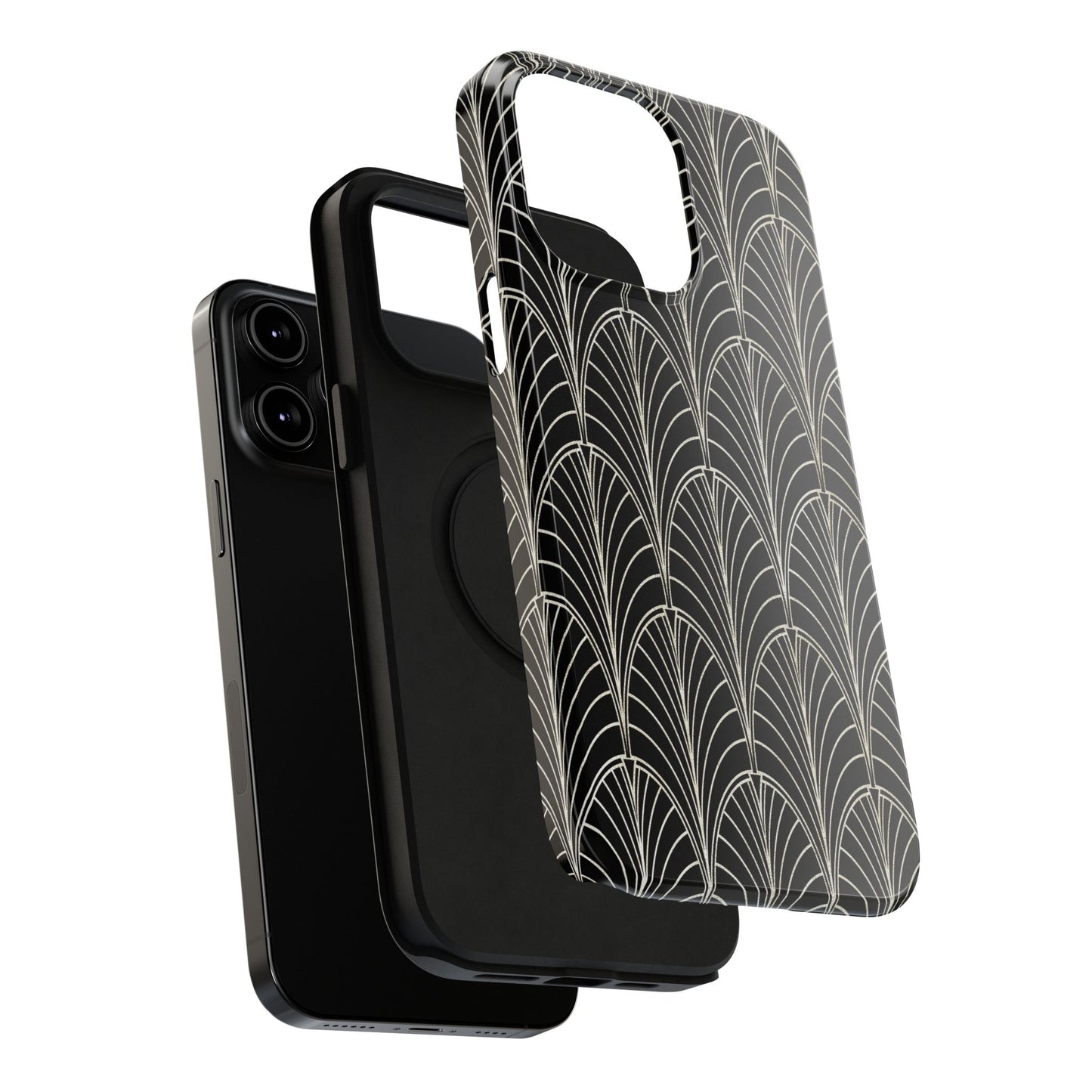 Impact-Resistant Phone Case- Art Deco Black Beige