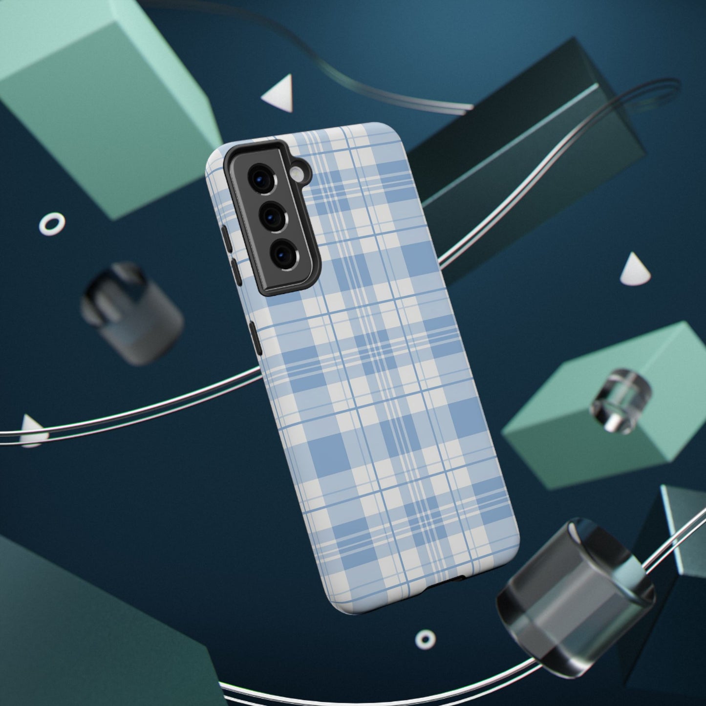 Impact-Resistant Phone Case - Easter Plaid Blue