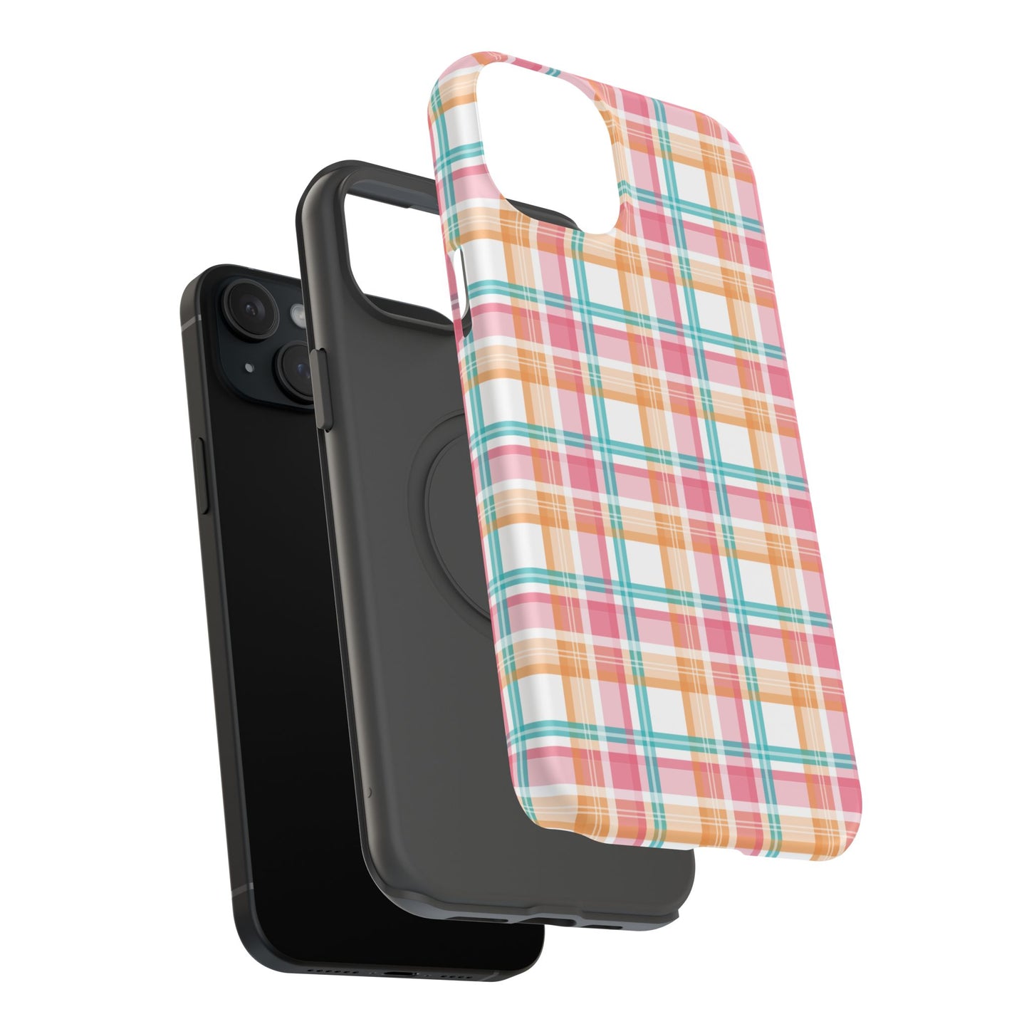 Impact-Resistant Phone Case - Summer Plaid Pink