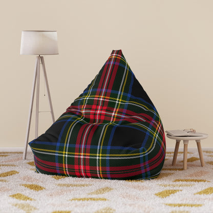 Christmas Tartan Plaid Black Bean Bag Chair Cover