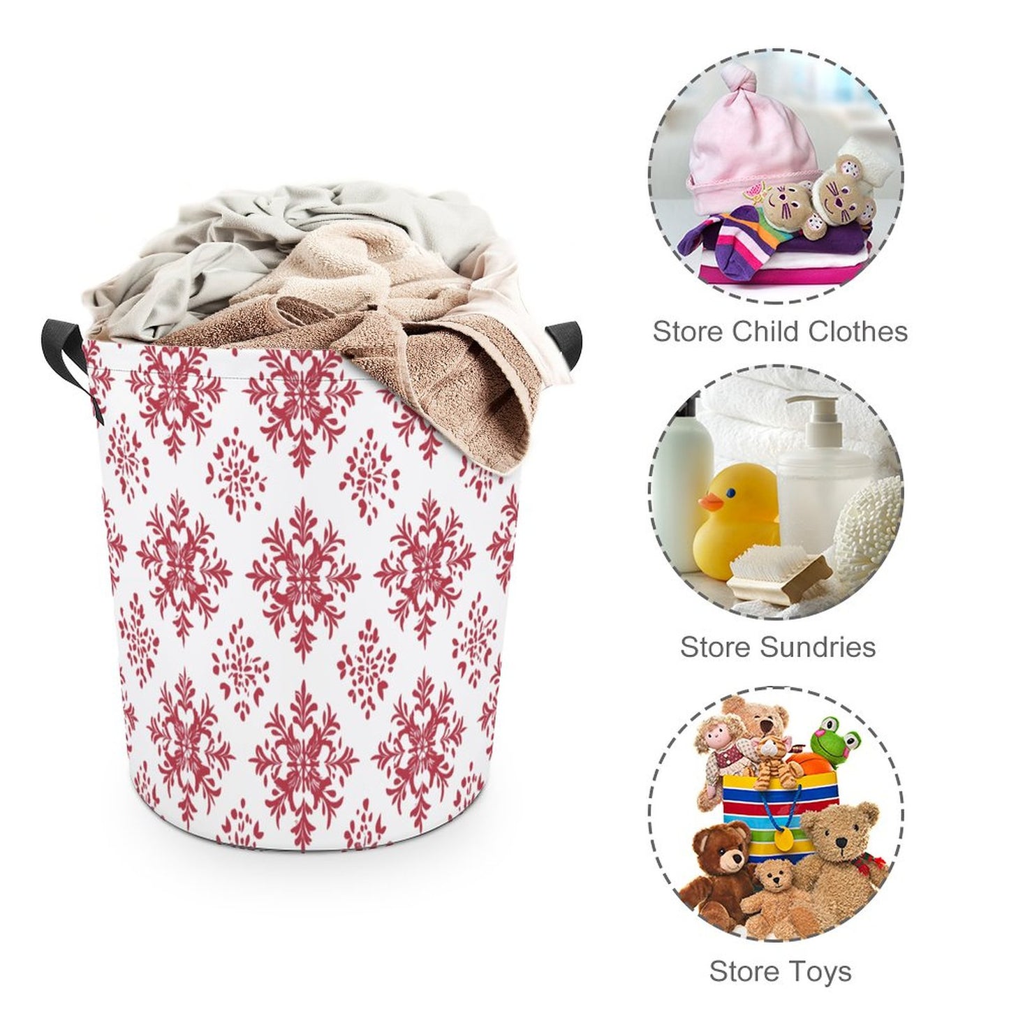 Collapsible Laundry Hamper- Elegant Snowflakes