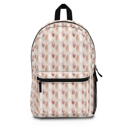 Backpack- Pink Boho Feathers