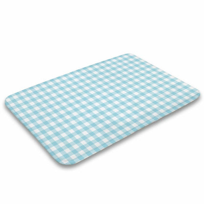 Plush Bath Mat- Spring Gingham Aqua