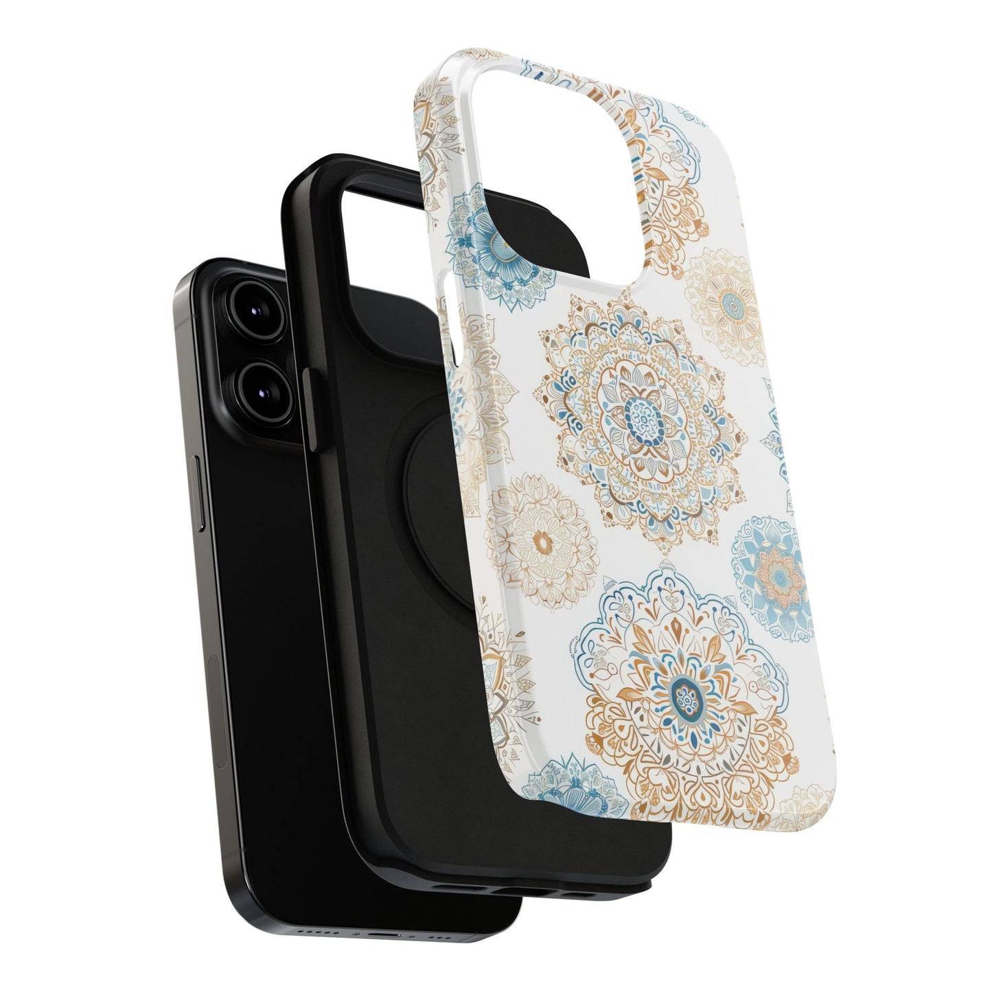 Impact-Resistant Cases, Blue Gold Boho Fun