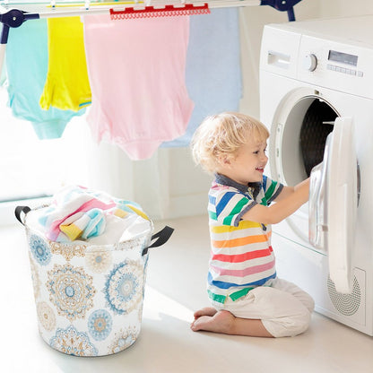 Collapsible Laundry Hamper- Boho Fun Blue Gold