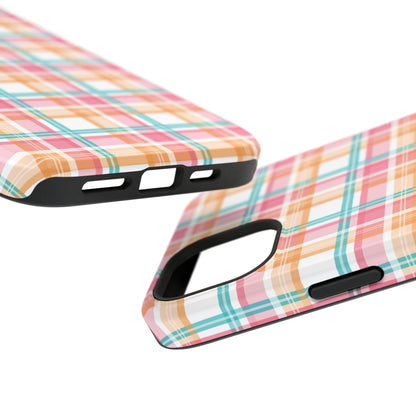 Impact-Resistant Phone Case - Summer Plaid Pink