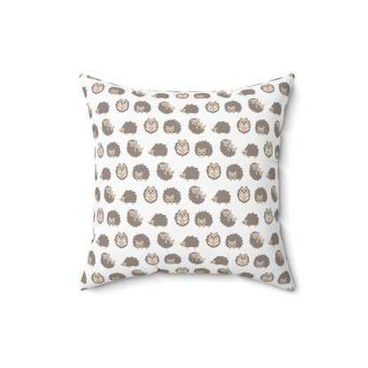 Spun Polyester Square Pillow with Removable Cover Hedgehog Playdate Neutral Chevron