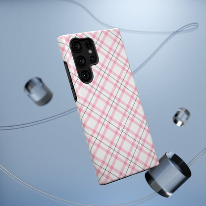 Impact-Resistant Phone Case - Pink Black Plaid