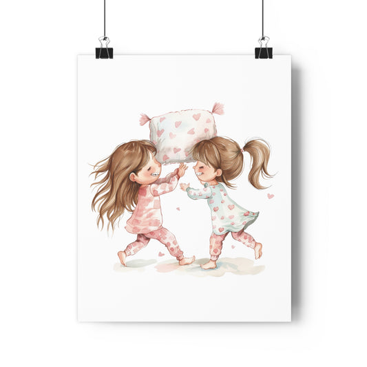 Giclée Art Print Watercolor Pink Pajama Party