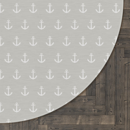 Round Rug Beach Baby Anchors Neutral