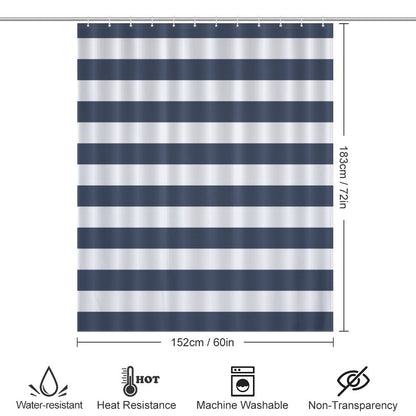 Lightweight Shower Curtain- Nautical Stripes Navy