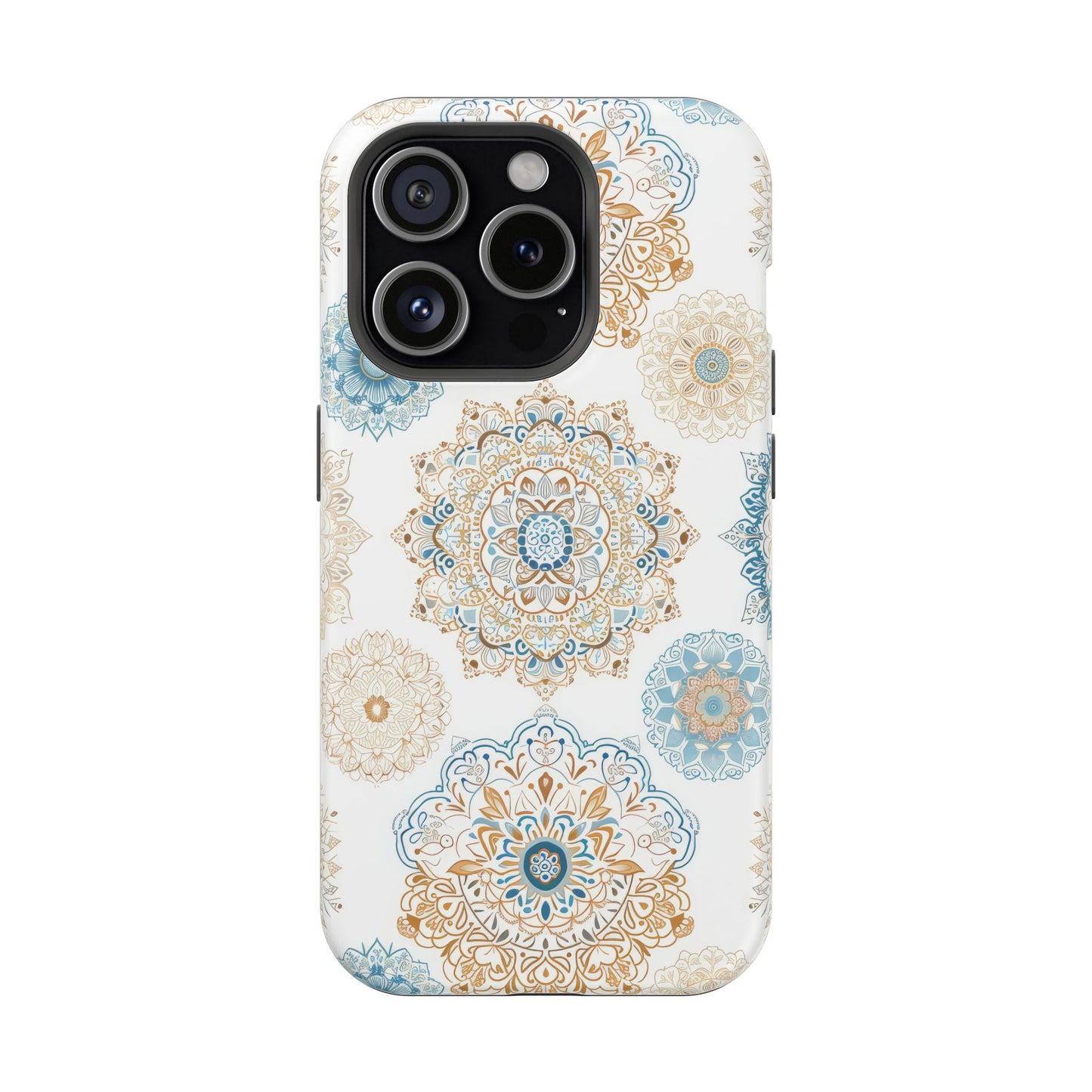 Impact-Resistant Cases, Blue Gold Boho Fun