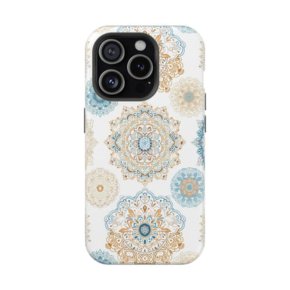 Impact-Resistant Cases, Blue Gold Boho Fun