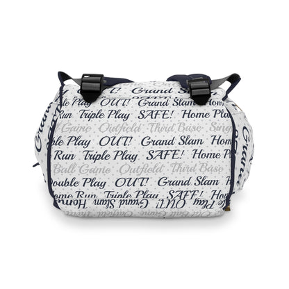 Multifunctional Diaper Backpack- Baseball Phrases