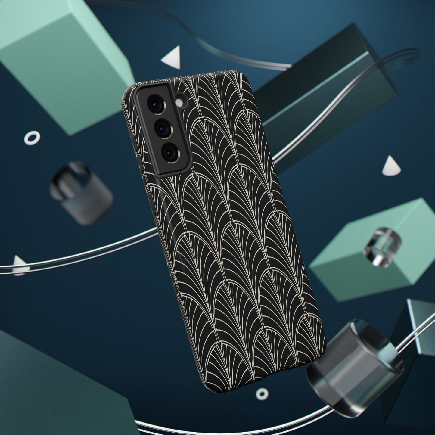 Impact-Resistant Phone Case- Art Deco Black Beige