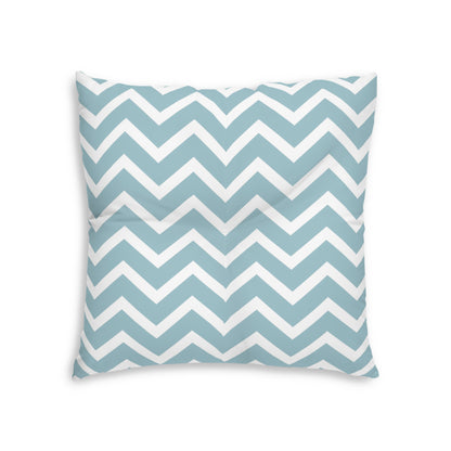 Tufted Floor Pillow, Square Beach Baby Sailboat Chevron