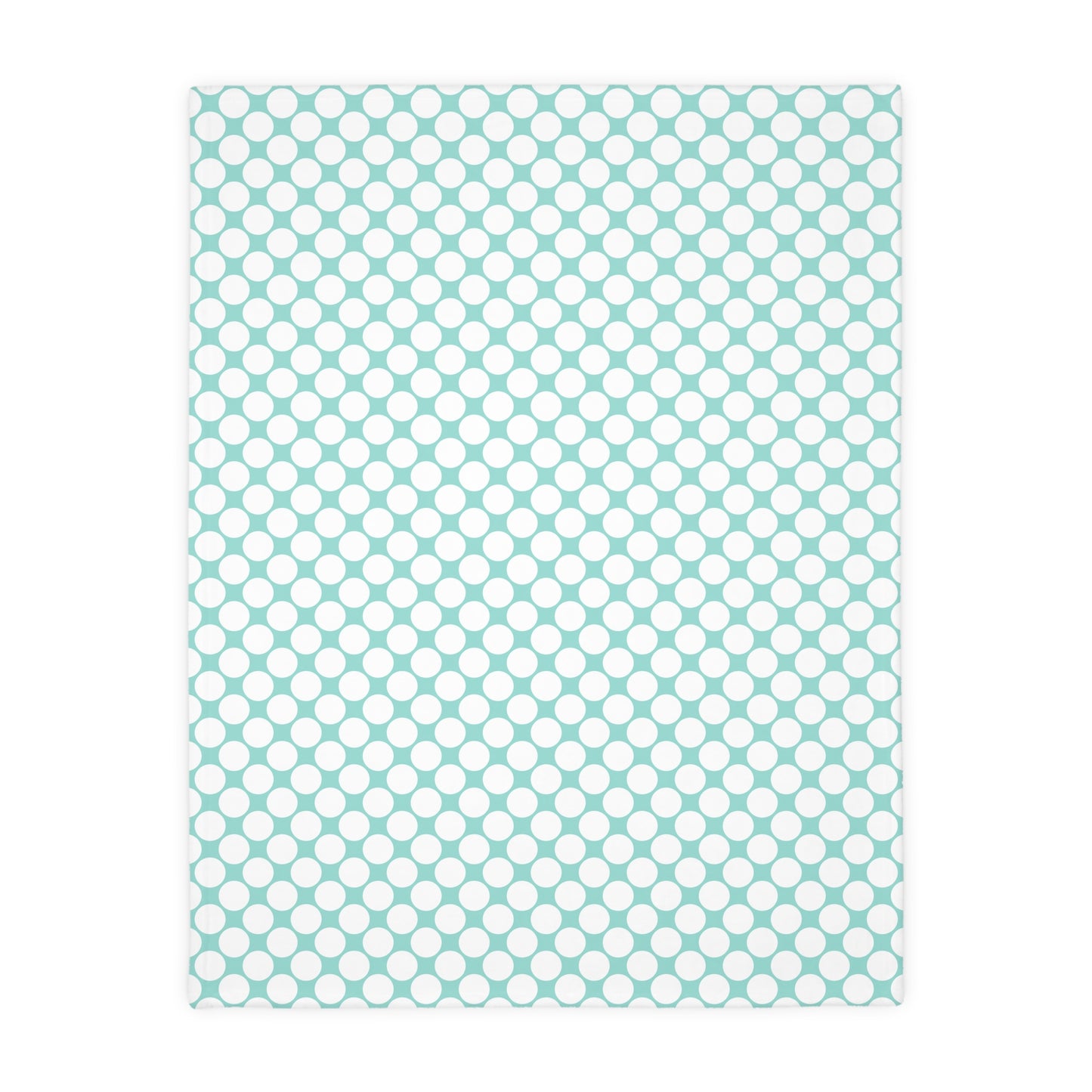 Velveteen Microfiber Two-sided Polished Polka Dots Aqua White