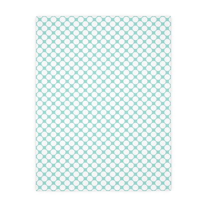 Velveteen Microfiber Two-sided Polished Polka Dots Aqua White