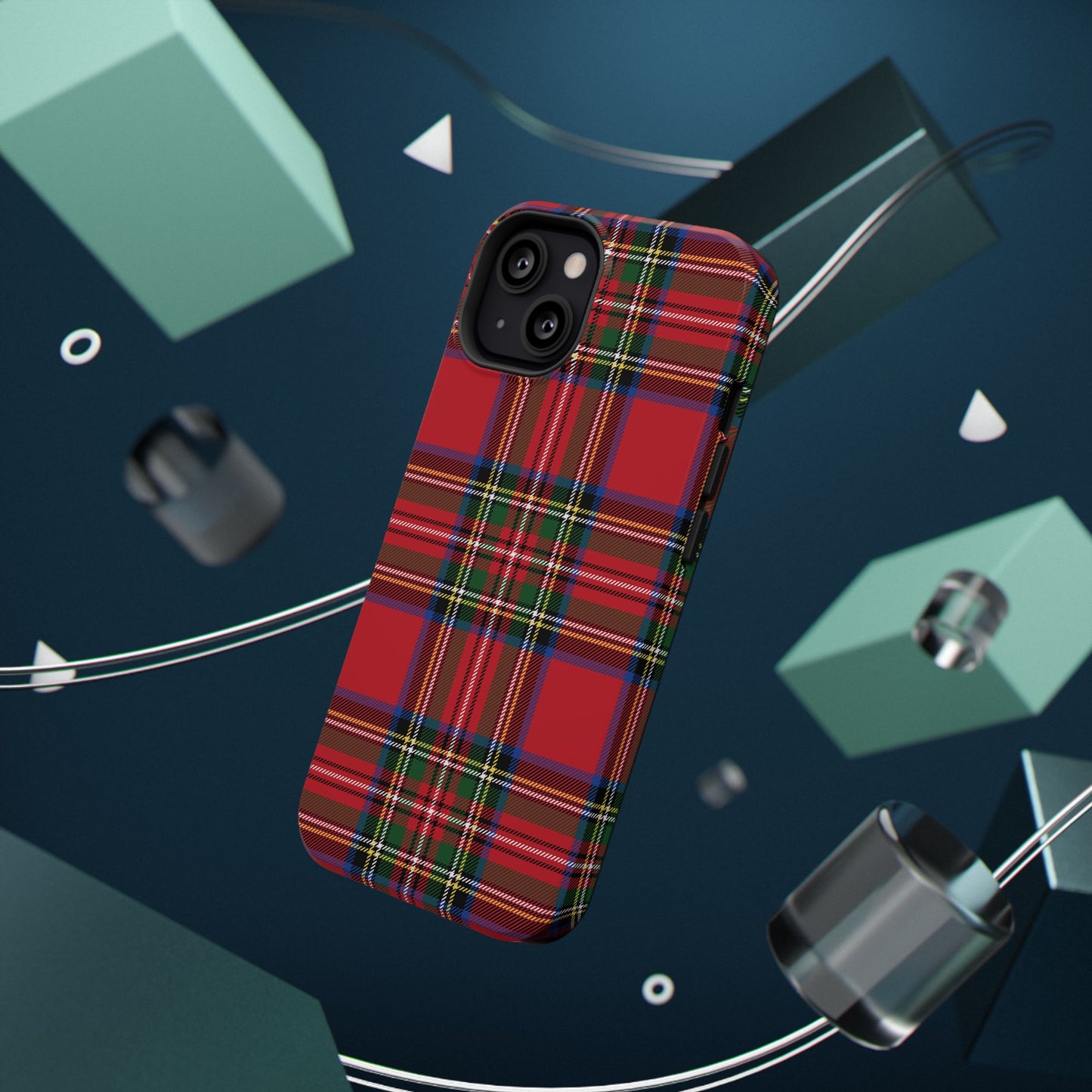 Impact-Resistant Phone Case-Holiday Tartan Plaid Red