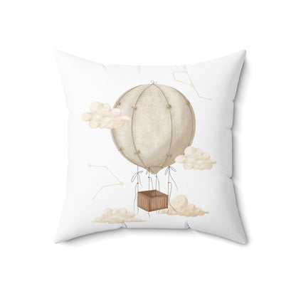 Spun Polyester Square Pillow with Removable Cover Watercolor Neutral Balloon Sandcastles