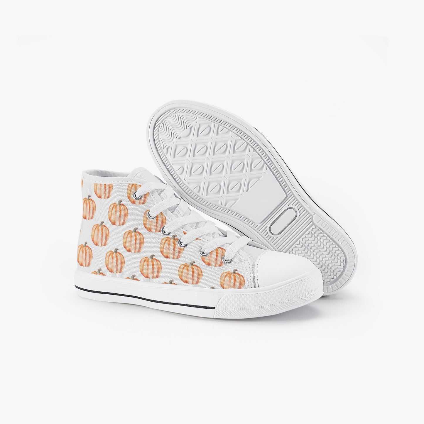 Unisex Watercolor Pumpkins Kid’s High-Top Canvas Shoes