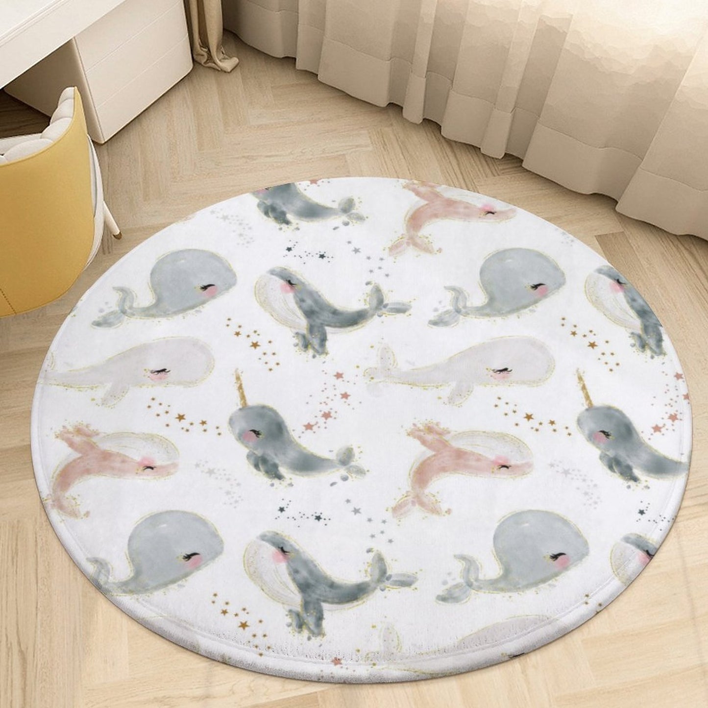 Round Coral Velvet Warm Floor Mat/Rug Watercolor Beach Baby Whales White
FREE SHIPPING