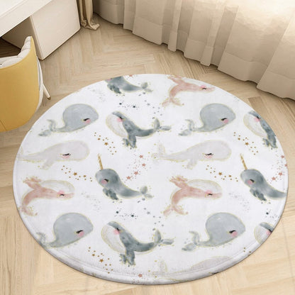 Round Coral Velvet Warm Floor Mat/Rug Watercolor Beach Baby Whales White
FREE SHIPPING